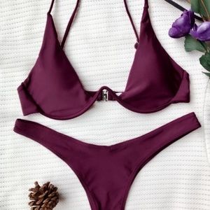 NWT Burgundy Plunge Underwire Bikini 👙